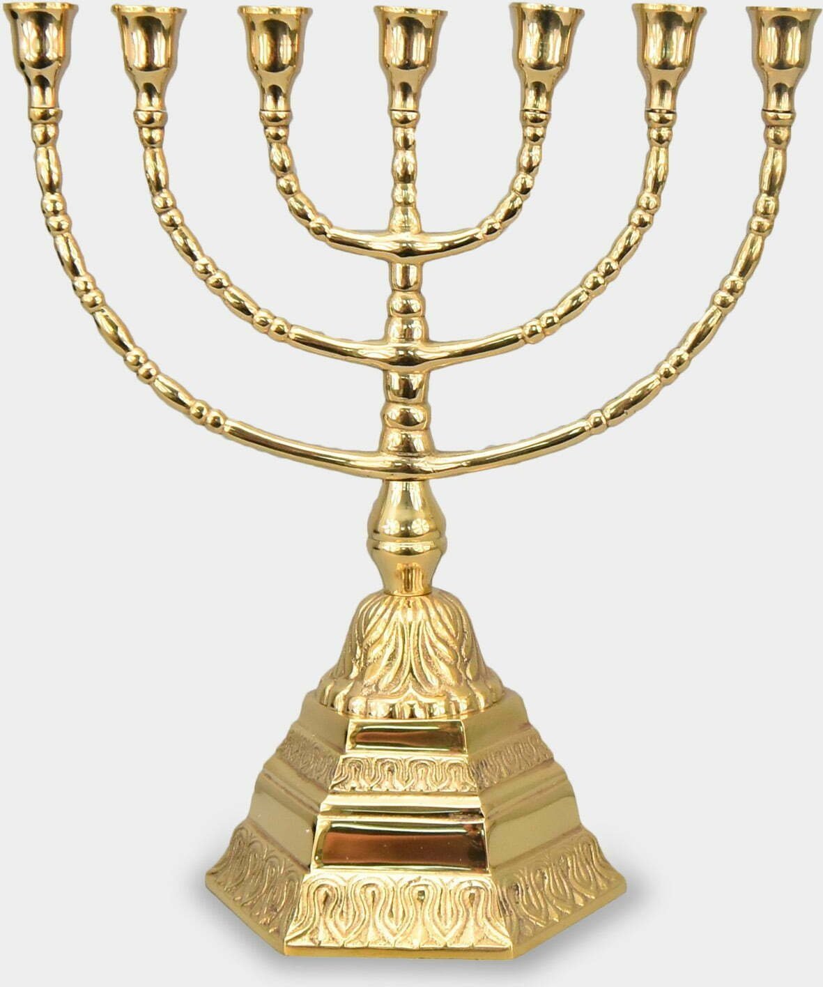 rzezbyzbrazu Duży Świecznik Siedmioramienny Menora Judaistyczna z Podstawą Złota