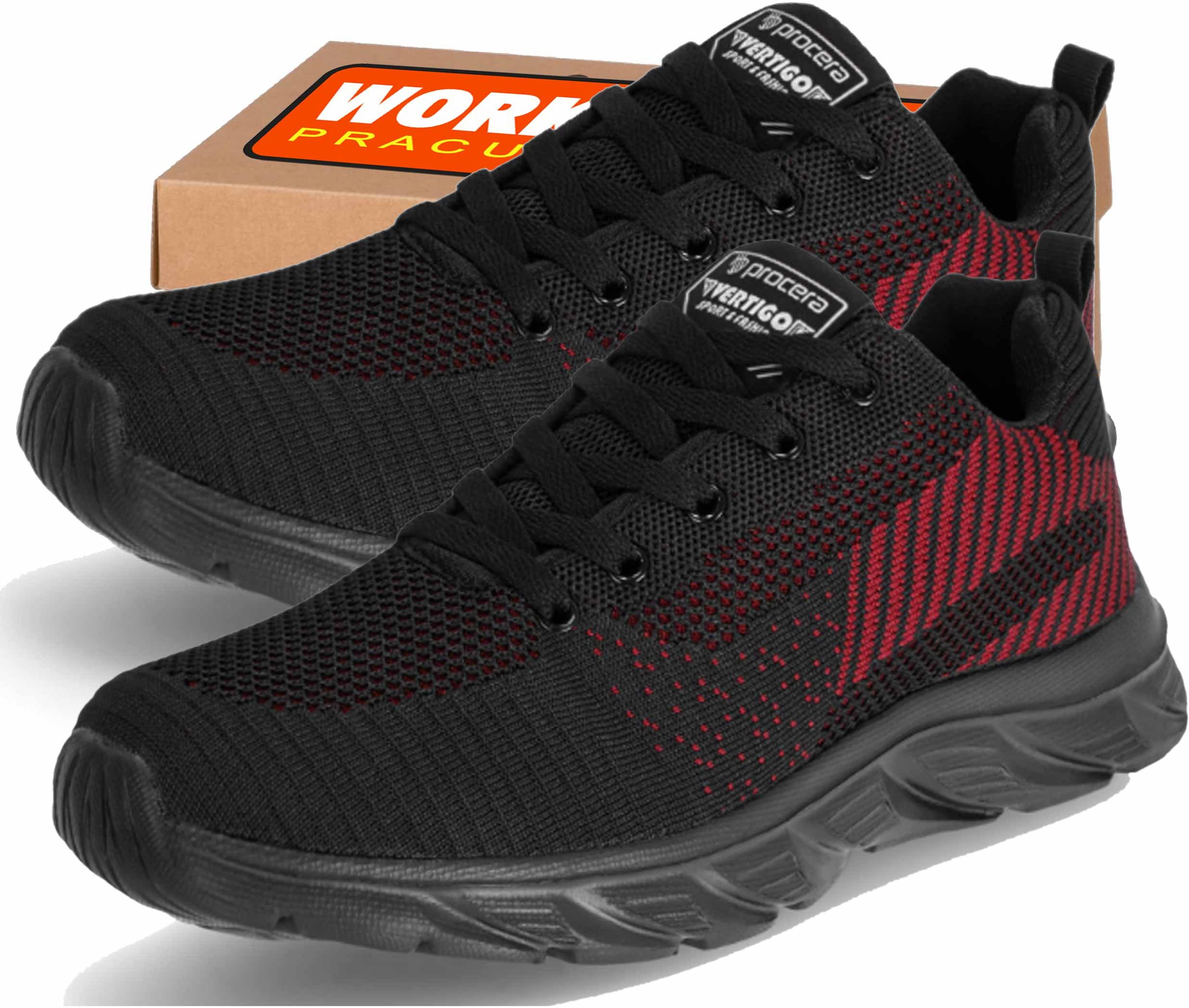 Buty Sportowe Do Pracy I Codzienne Rekraacyjne Lekkie Vertigo Black/Red 41 Procera Vertigo Black/Red 41 5908274534410