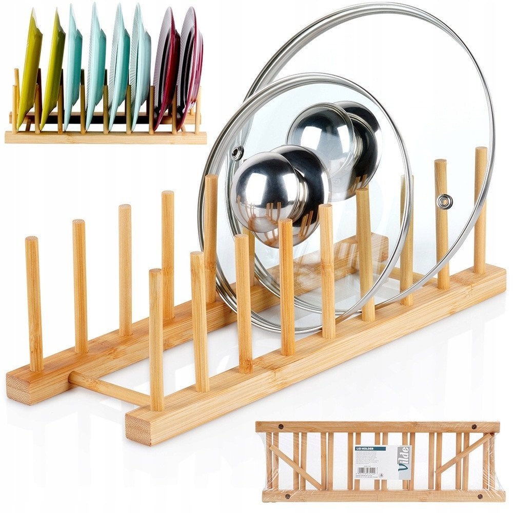 Stojak na pokrywki talerze uniwersalny bambusowy 34.5x12x12cm VILDE 229114