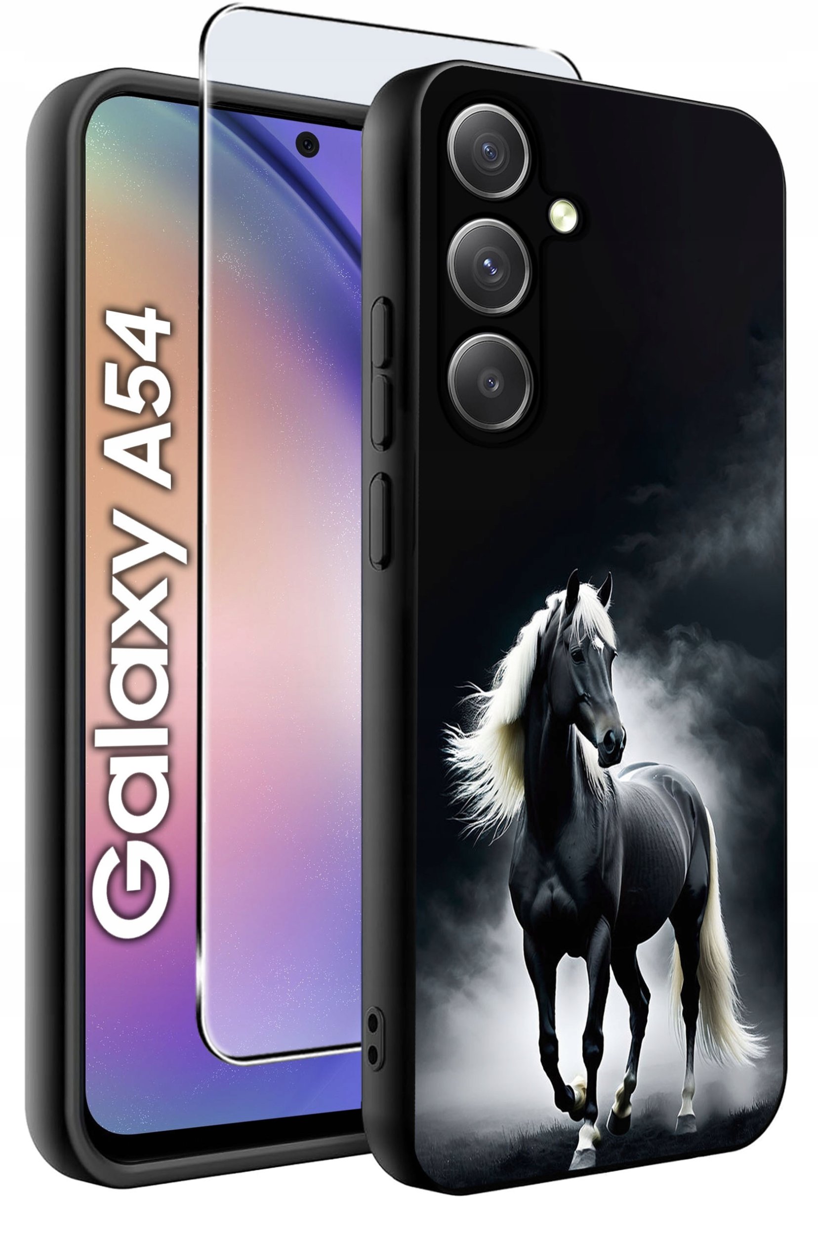 ETUI do Samsung A54 5G WZORY | SILIKONOWE MATT CASE + SZKŁO 9H