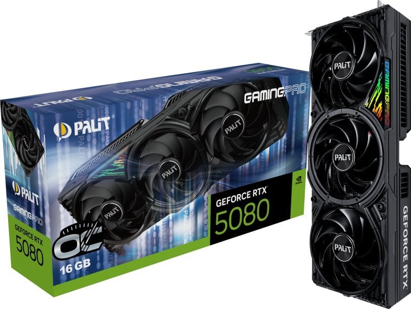 Karta graficzna Palit GeForce RTX 5080 GamingPro OC 16GB GDDR7 (NE75080S19T2-GB2031A)