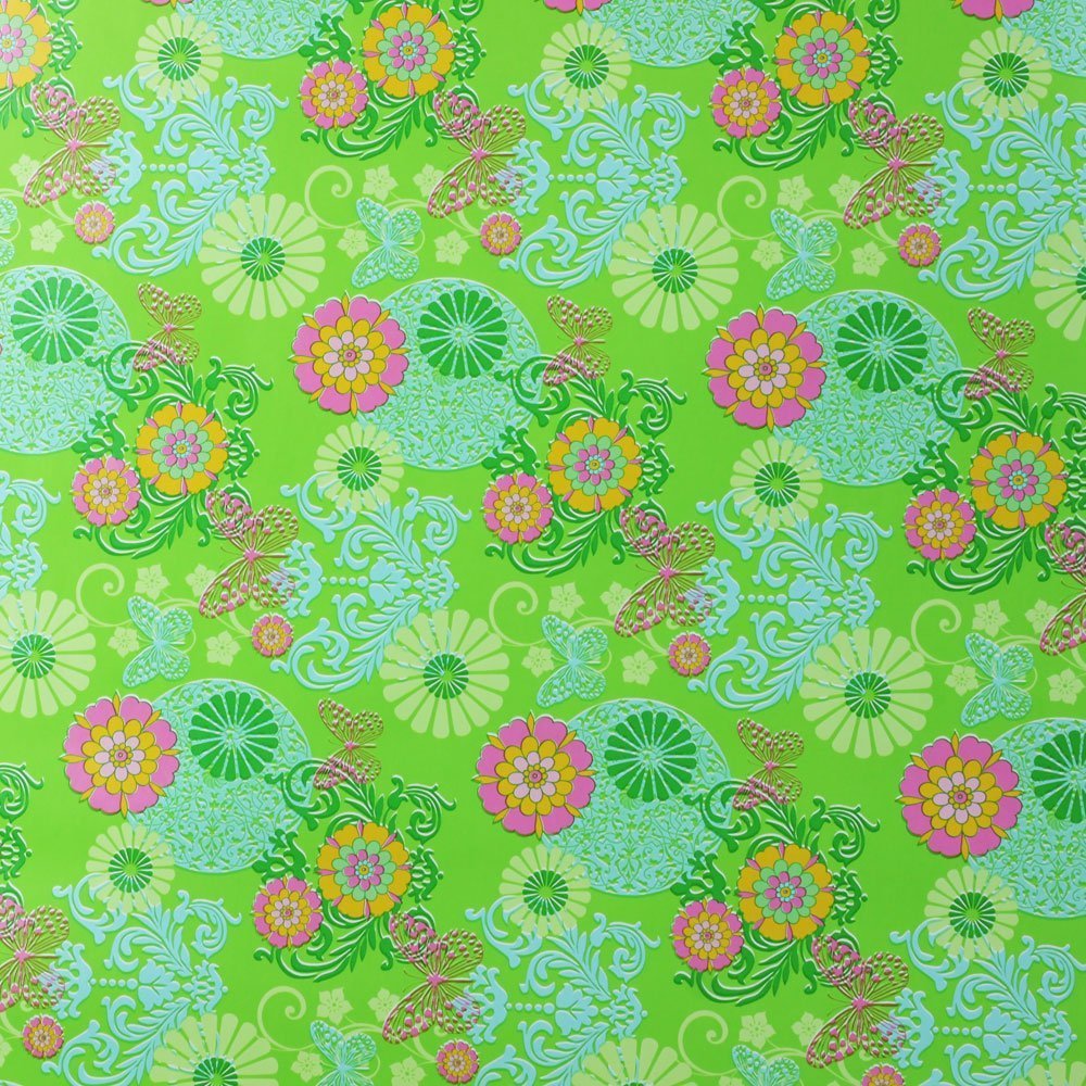 Papier zielony kwiaty do prezentów 57cmx20m 20m231