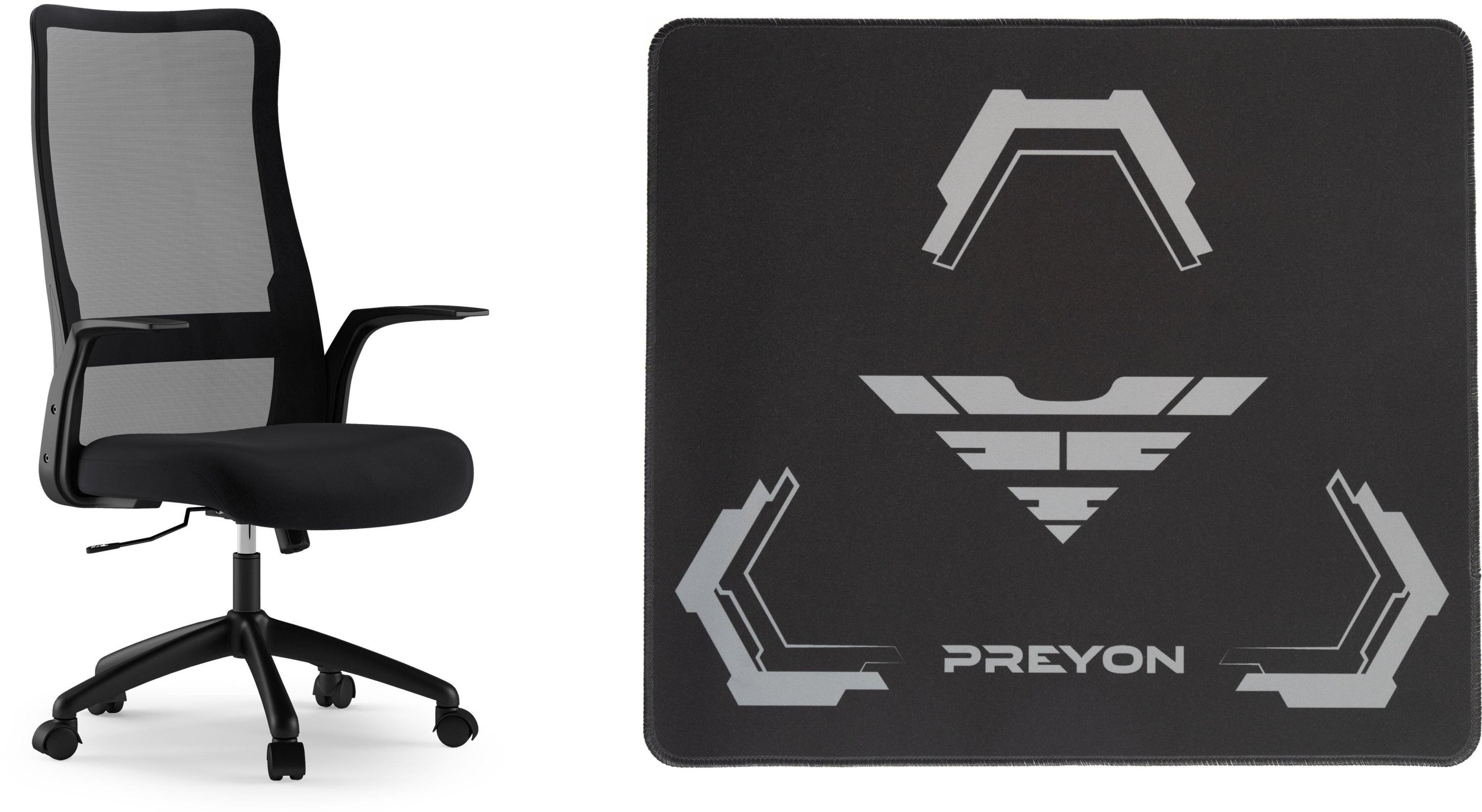 Krzesło biurowe SENSE7 Juno Czarny + Podkładka PREYON Falcon