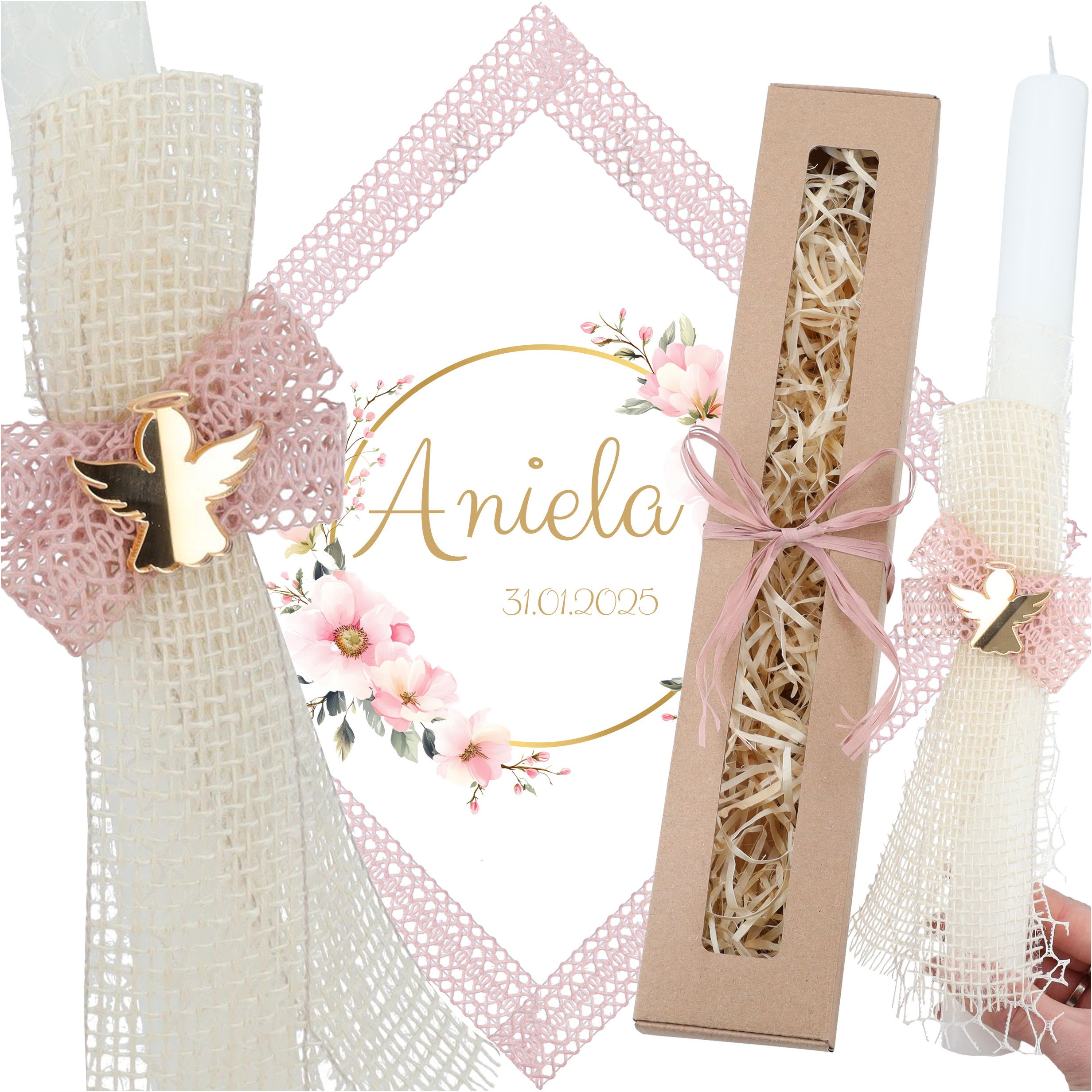 Świeca na chrzest święty z szatką