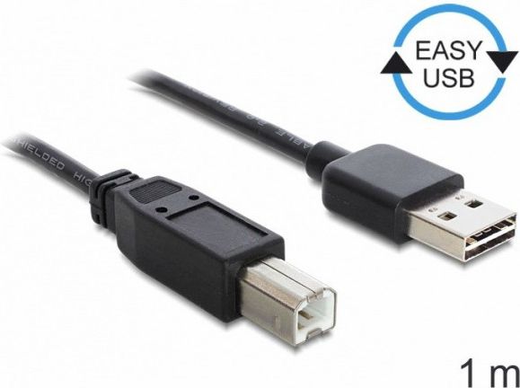 Kabel USB Delock USB-A - USB-B 1 m Czarny (83358)