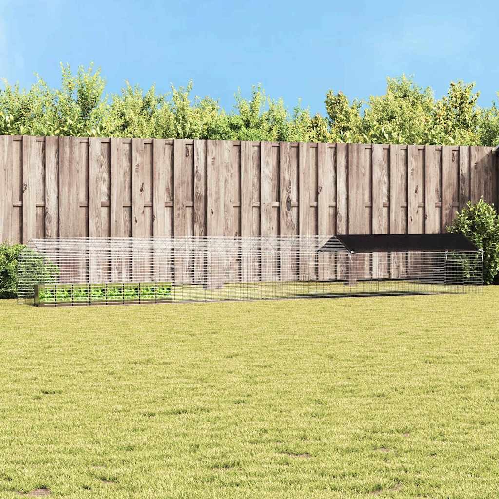 vidaXL Klatka dla królika Srebrny 400 x 78 x 78 cm Stal ocynkowana
