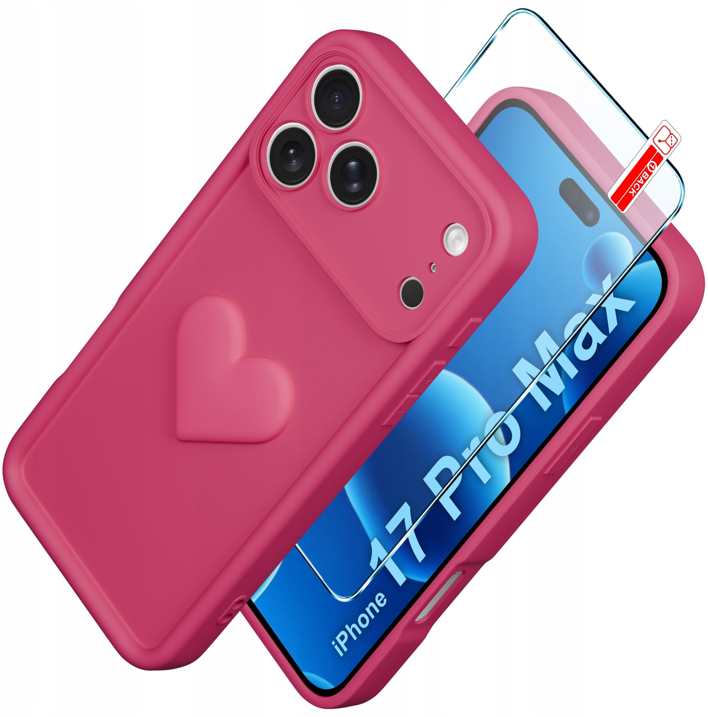 Etui do iPhone 17 Pro Max CASE silikonowe MATOWE serce + Szkło ochronne 9H