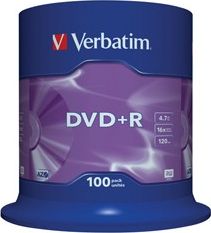 Verbatim DVD+R 4.7 GB 16x 100 sztuk (43551)