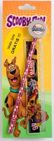 Scooby-Doo ZESTAW: ołówek, linijka, gumka nakładka gratis SCOOBY DOO Beniamin $ TARGI