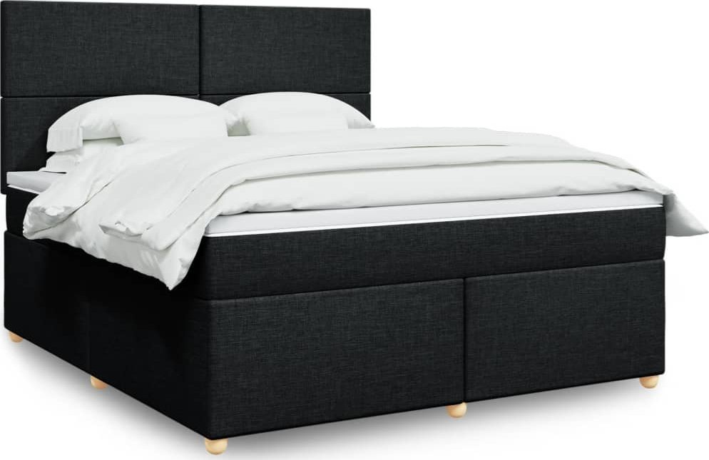 vidaXL vidaXL Łóżko kontynentalne z materacem, czarne, tkanina 180x200 cm