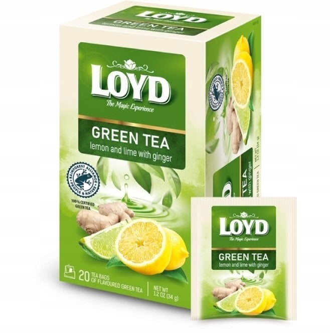 Loyd Herbata zielona Green Tea Lemon & Lime & Ginger 20 saszetek