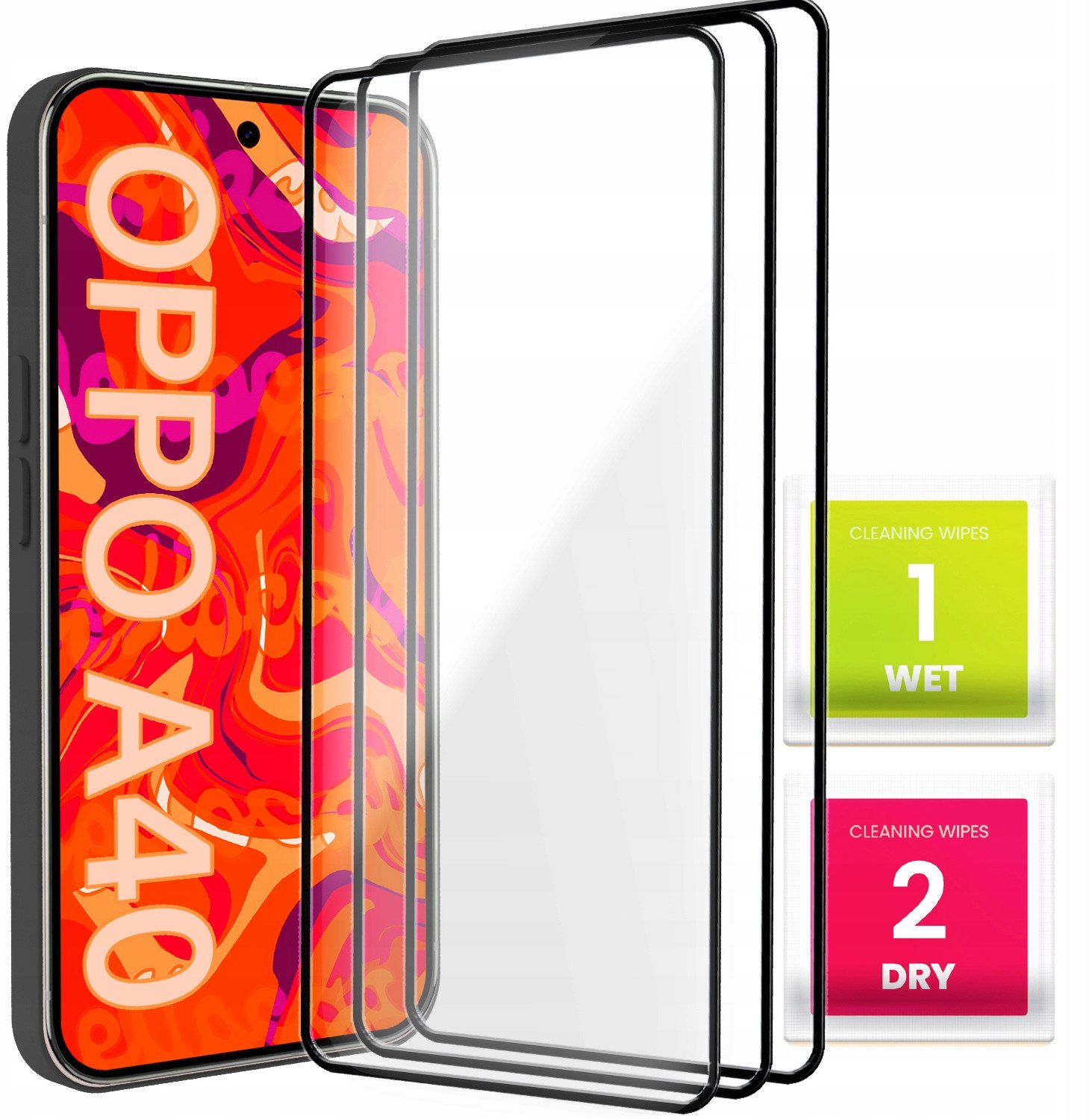 3-PAK Szkło Hartowane do Oppo A40 4G / A40M 4G (Pełne 5D, Ochronne, Szybka)