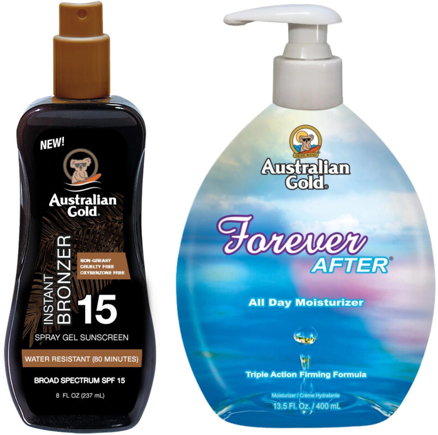 Australian Gold Żel W Sprayu Z Bronzerem SPF15 + Forever After 400ml
