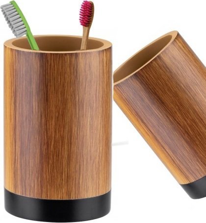 Galicja Kubek na szczoteczki brązowy 11 cm Wood