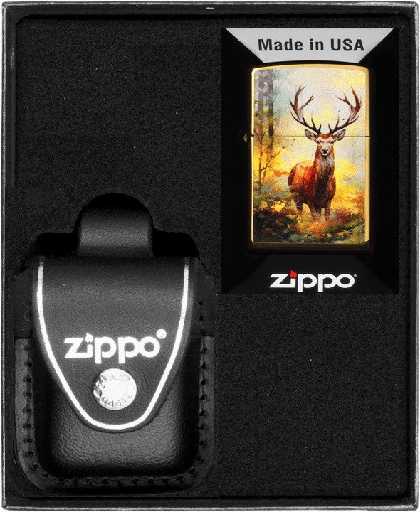 Zestaw ZIPPO Zapalniczka WATERCOLOR DEER DESIGN Prezentowy No3