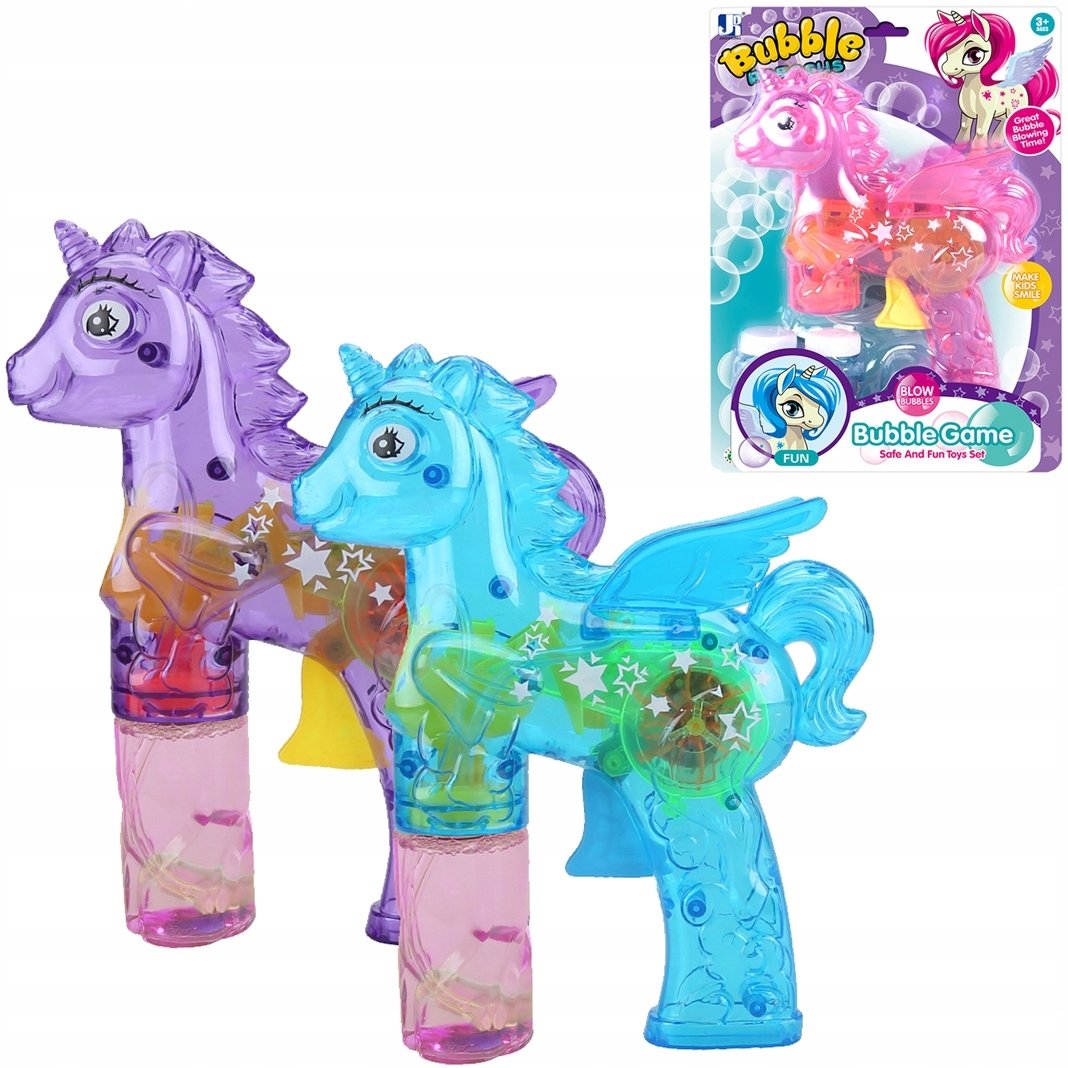 Pistolet na bańki jednorożec świecący MIX