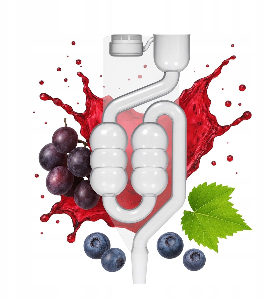RURKA fermentacyjna PLASTIKOWA 6-KOMOROWA DO WINA ALKOHOLI NASTAWÓW CYDRU