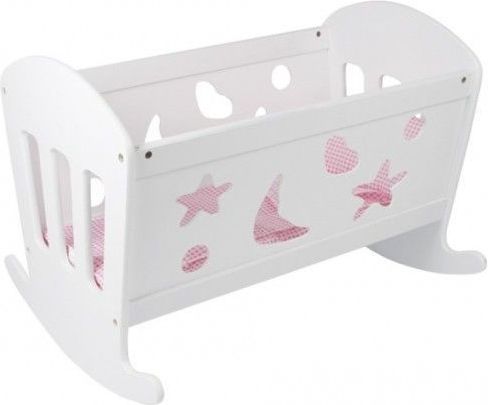 Bino Drewniana kołyska dla lalek z pościelą