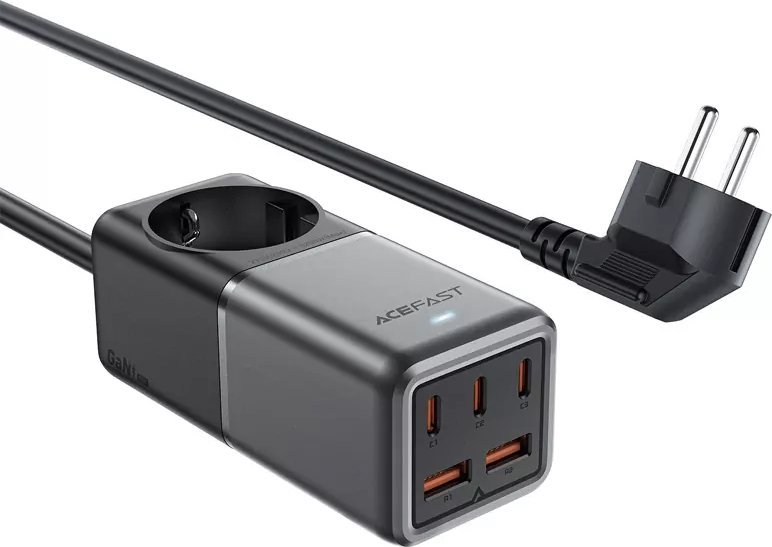 Ładowarka Acefast Ładowarka sieciowa / listwa zasilająca Z2, GaN, 3xUSB-C, 2xUSB-A, 75W (black)