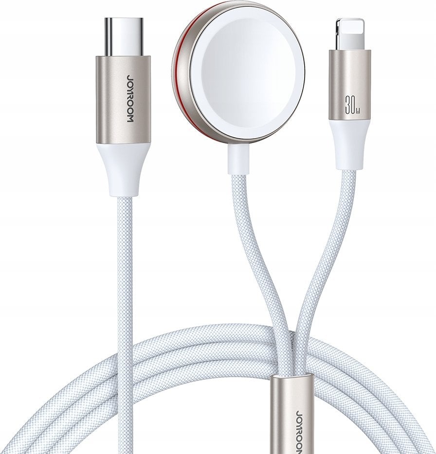 Joyroom Kabel 2w1 S-IW011 USB-C / Lightningbdo Apple Watch 1.5m biały