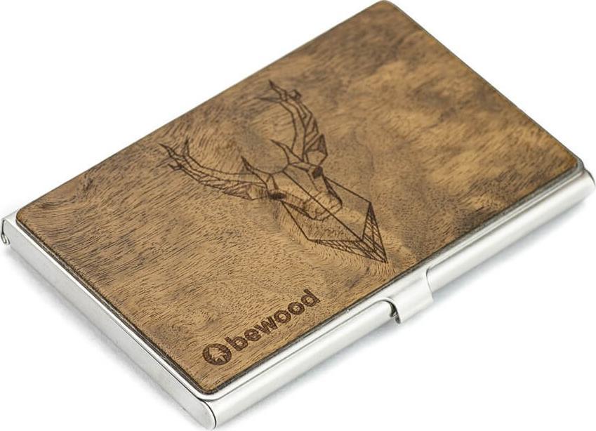 BeWood Drewniany Wizytownik Inox Jeleń Imbuia