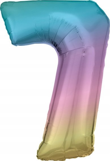 AMSCAN Balon foliowy duża cyfra 7 Tęcza Pastel 57x86cm N34 spakowany 9909705