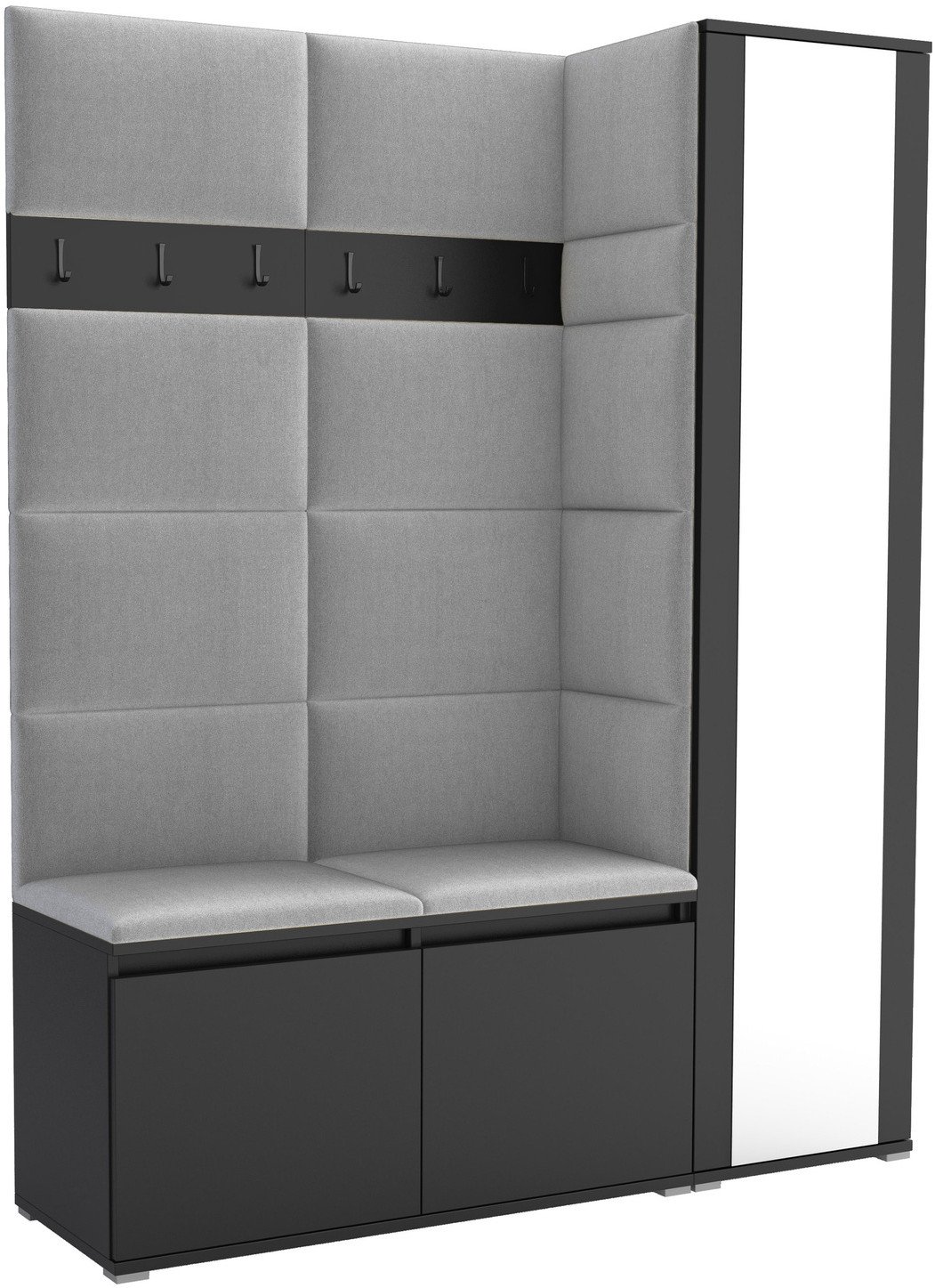 Tapicerowana garderoba Noris VII z lustrem - kolor czarny + tkanina Trinity 32