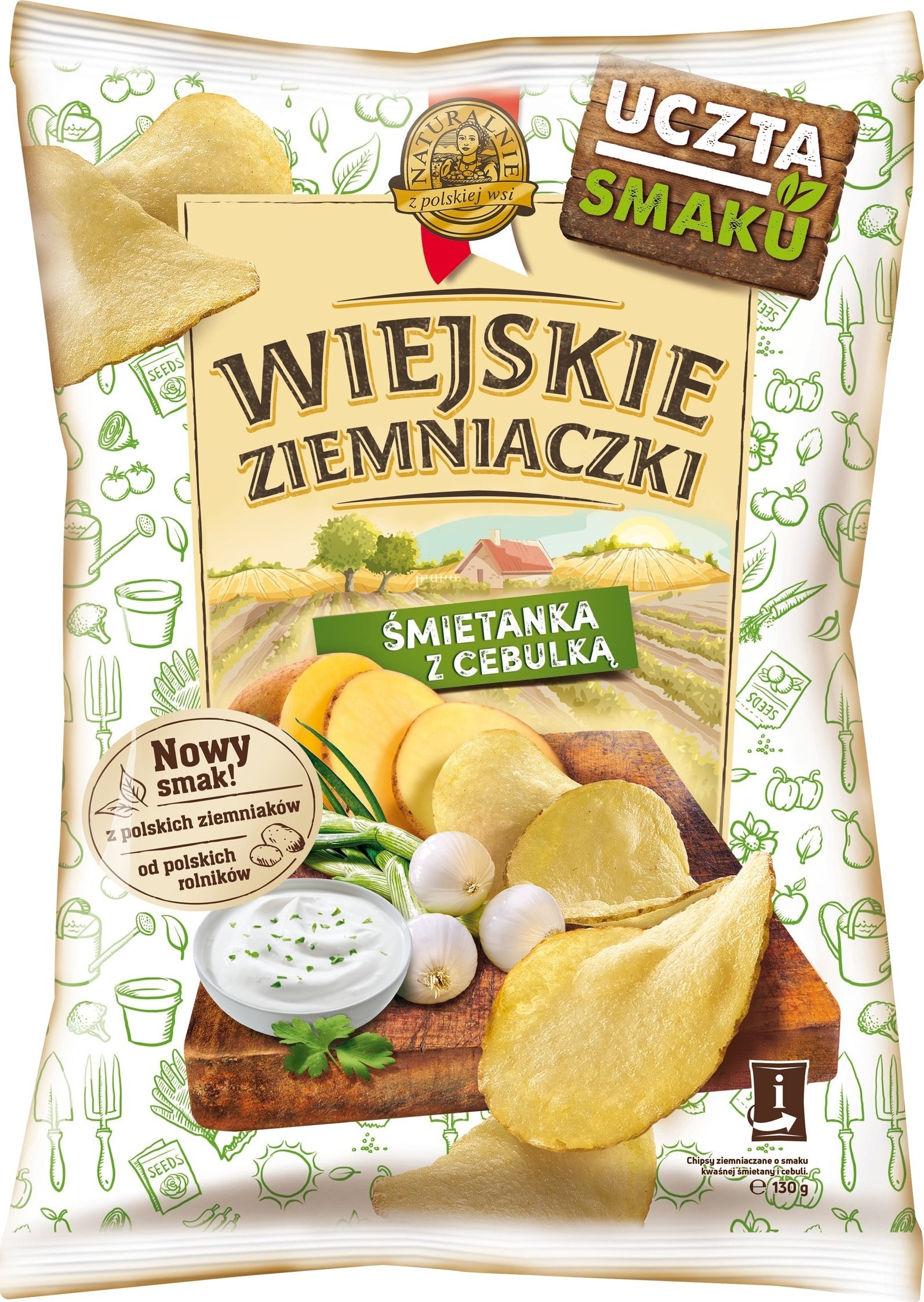 Lorenz Wiejskie Ziemniaczki Chipsy ziemniaczane śmietanka z cebulką 130 g