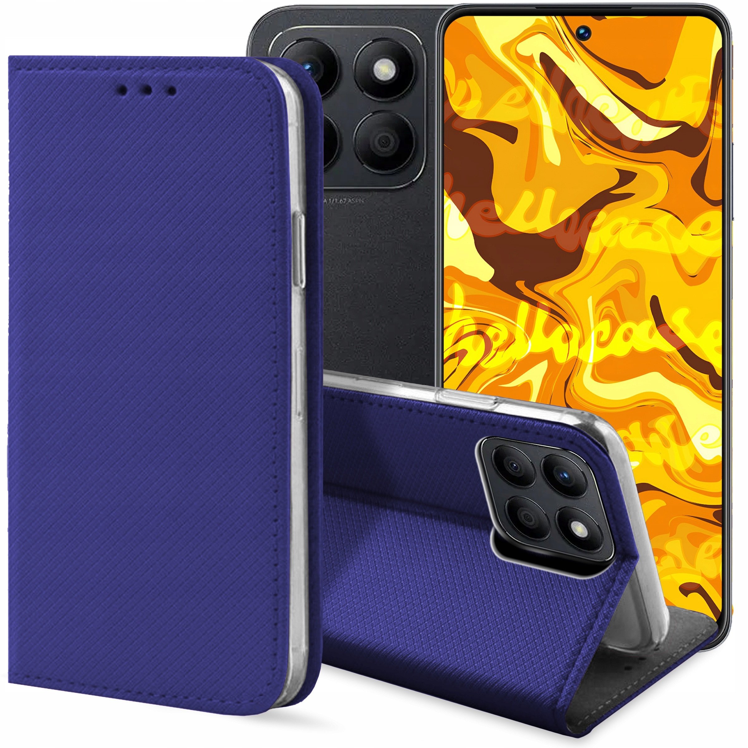 ETUI Z KLAPKĄ DO HONOR X8B GRANATOWE ZAMYKANE MAGNETYCZNE KABURA CASE