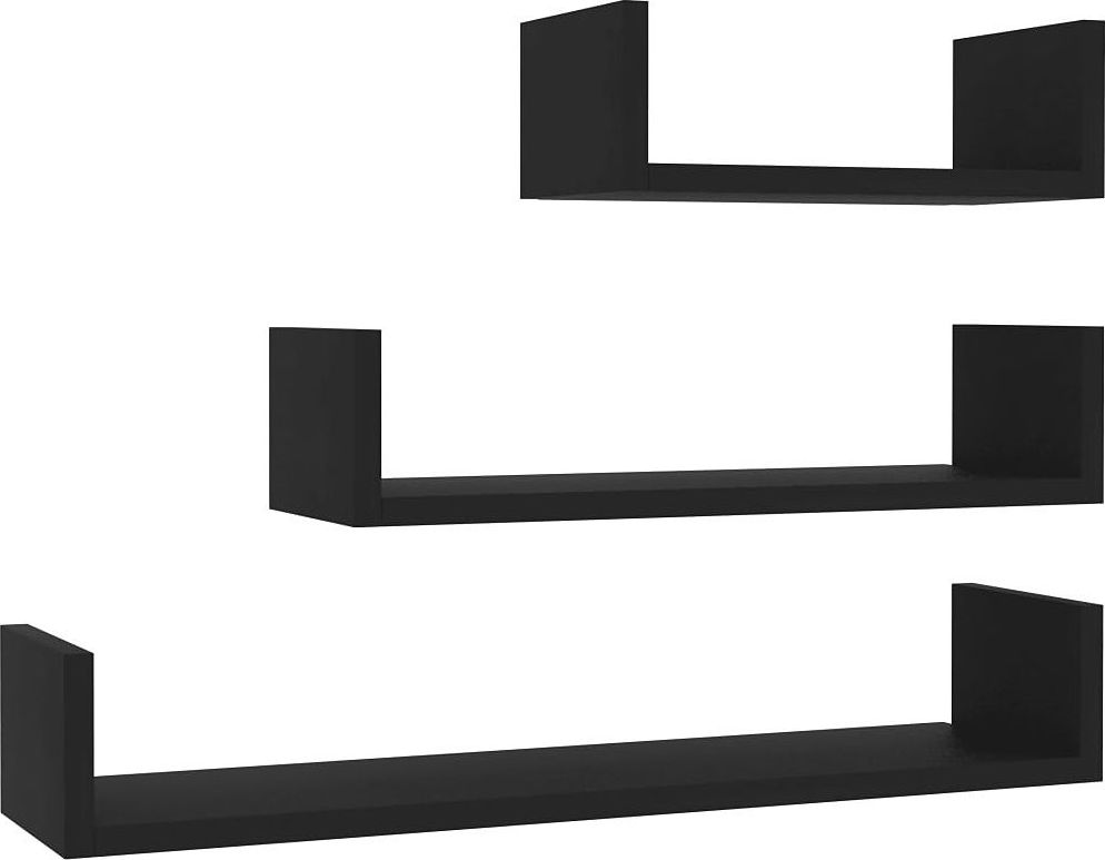 Elior Zestaw czarnych półek ściennych - Baffic 3X
