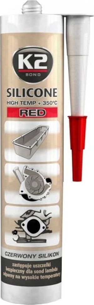 K2 K2 Czerwony silikon wysokotemperaturowy do 350°C kartusz 300g uniwersalny