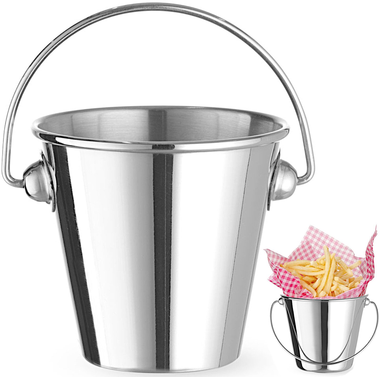 Hendi Mini wiaderko z uchwytem do serwowania przekąsek stalowe śr. 75x66 mm