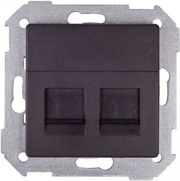 Kontakt-Simon Simon 82 Pokrywa gniazda komputerowego podwójnego 2xRJ45 płaska z adapterem i przesłoną grafit (82006-38)