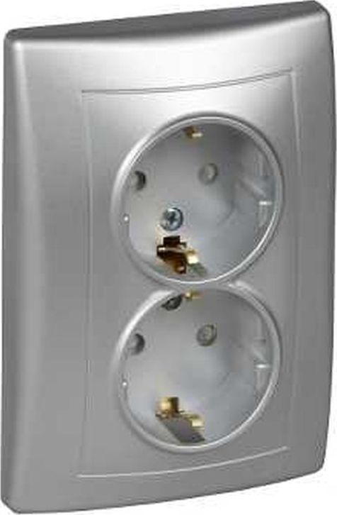 Schneider Electric Sedna Gniazdo podwójne SCHUKO aluminium SDN3000460