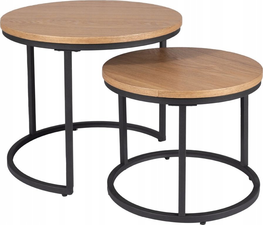 Signal Stolik kawowy okrągły loft AMARO dąb/czarny