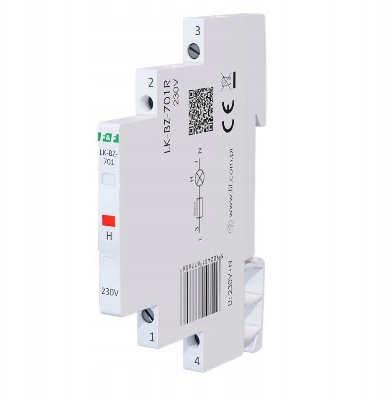 FF Lampka modułowy 1-fazowa z zabezpieczeniem czerwony 1/3S LED 230V LK-BZ-701R
