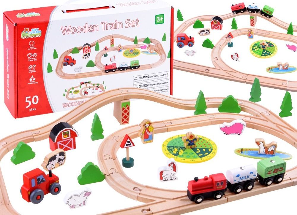 Jokomisiada Drewniana kolejka pociąg farma 50 ele ZA3572