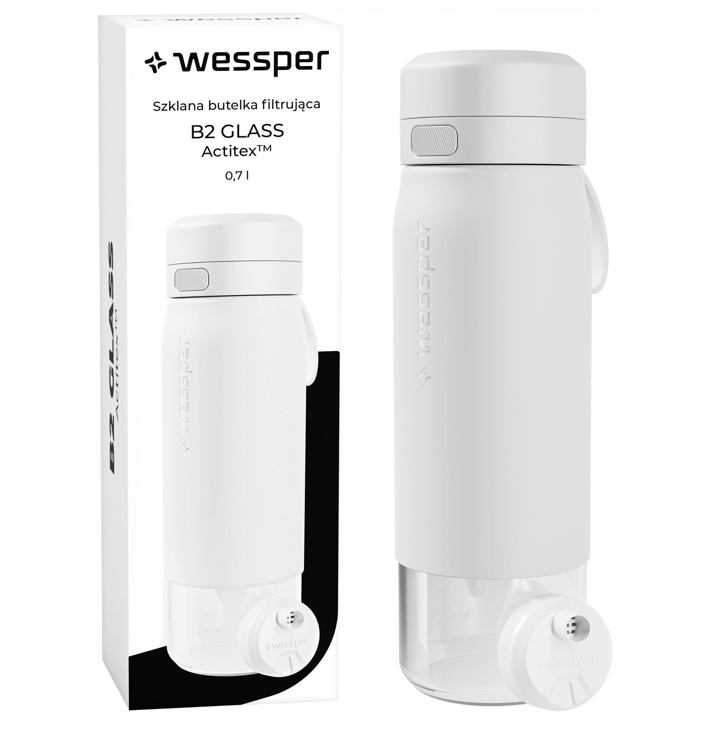 Butelka filtrująca Wessper B2 GLASS Actitex™ 700ml White (WES270-700-WH_K)
