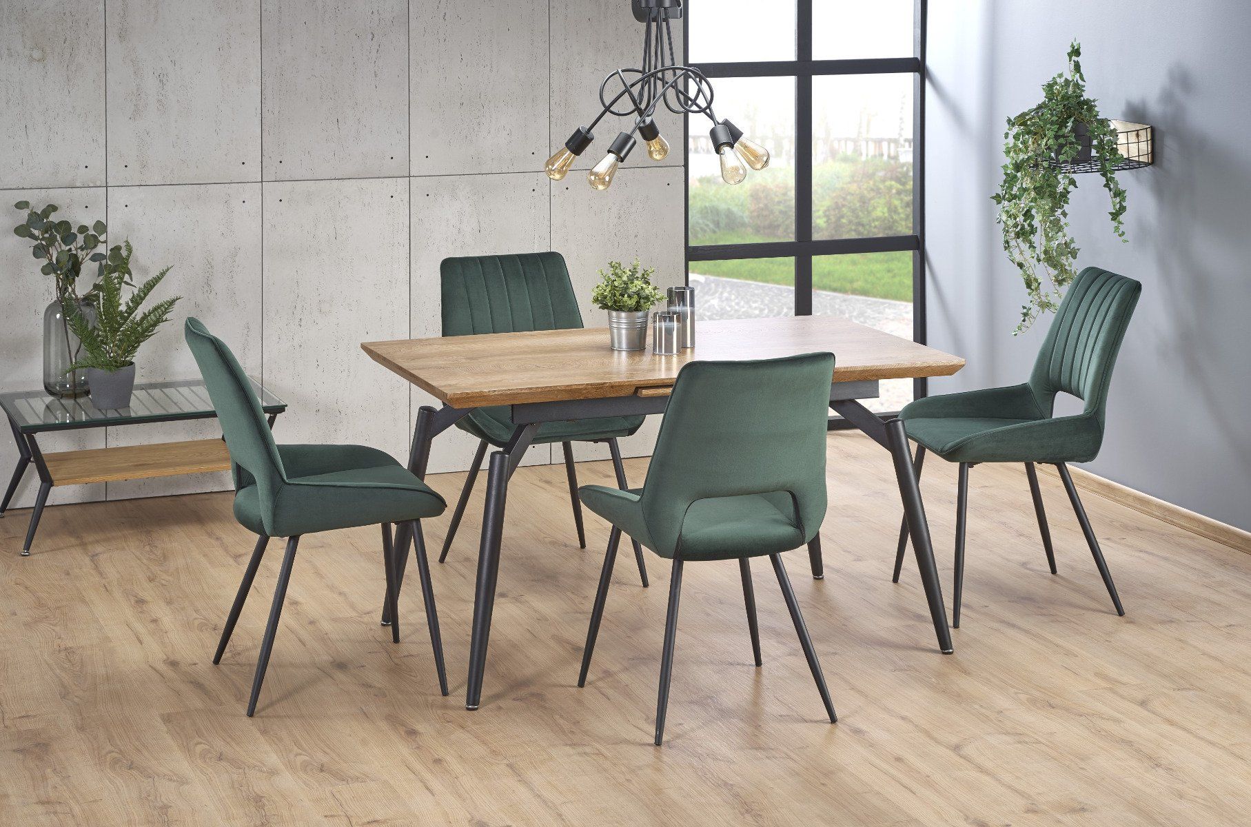 Halmar Stół CAMBELL 140(180)x80 dąb naturalny/czarny