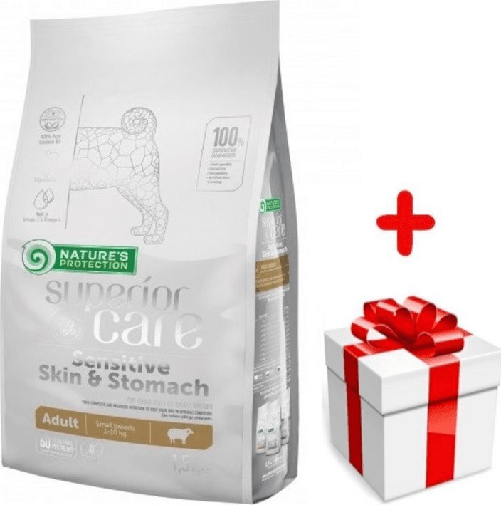 Natures Protection Natures Protection Sensitive Skin & Stomach Adult Small Breed 1,5kg + niespodzianka dla psa GRATIS!