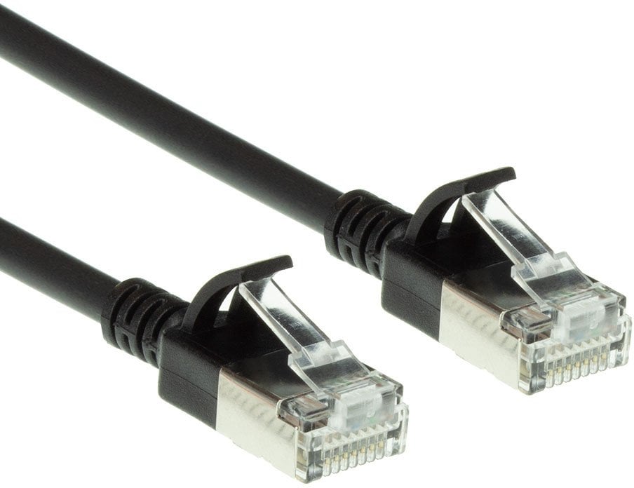 ACT Black 2 meter LSZH U/FTP CAT6A datacenter slimline patch cable snagless with RJ45 connectors (DC7902)