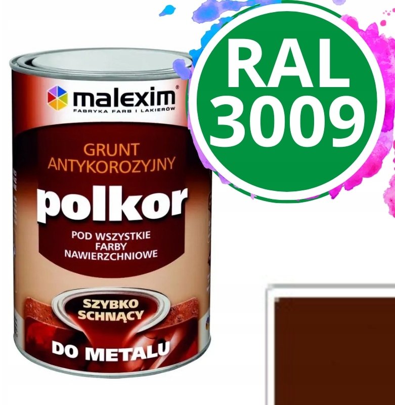 MALEXIM Szybkoschnący antykorozyjny grunt Polkor czerwony T 3009 0,7