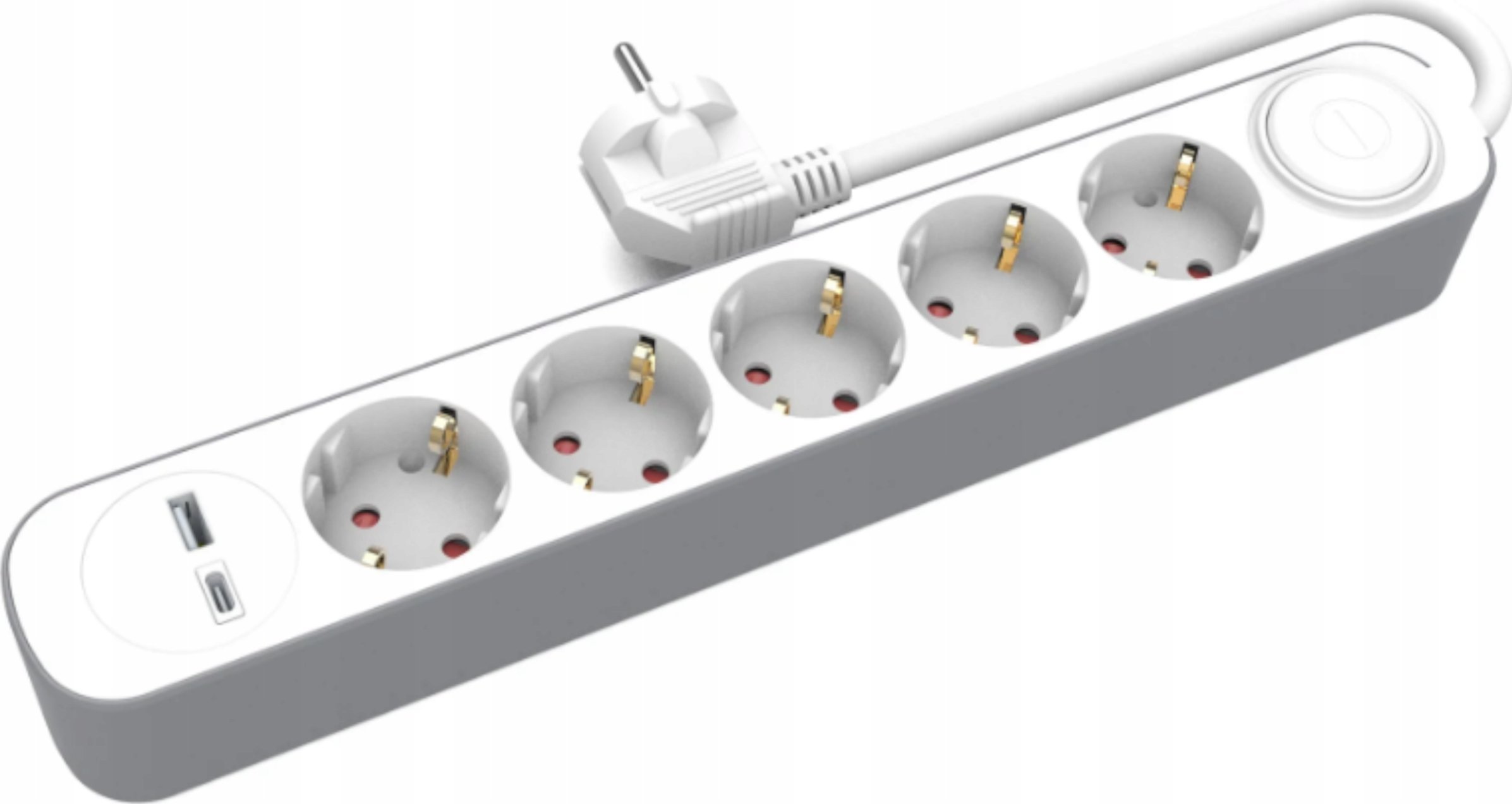 HOME EXTENSION CORD 5x SOCKETS 3m WITH SWITCH 1x USB-A 1x USB-C