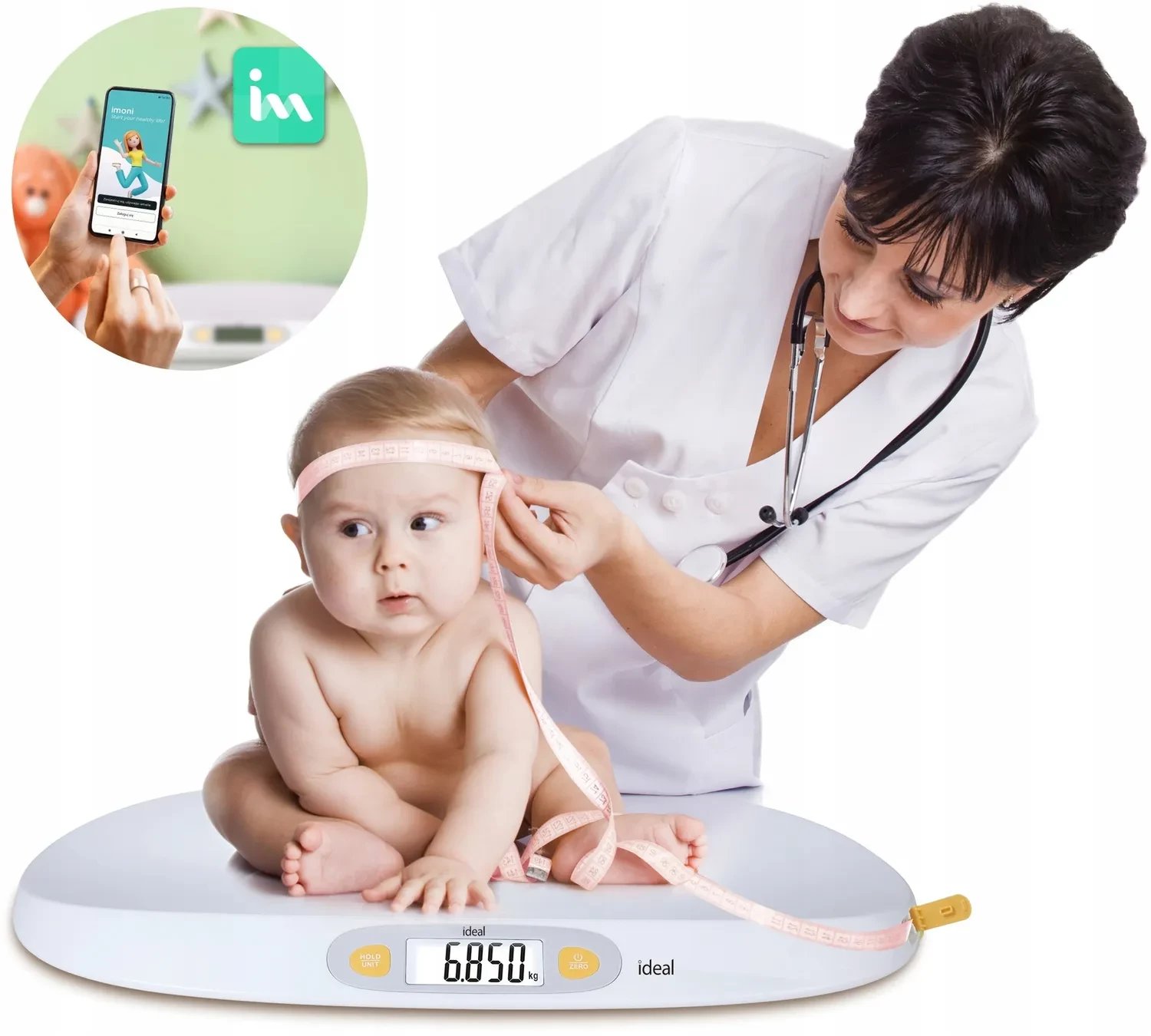 WAGA ELEKTRONICZNA DLA NIEMOWLĄT DZIECI DOKŁADNA APLIKACJA MIARA DO 25 KG