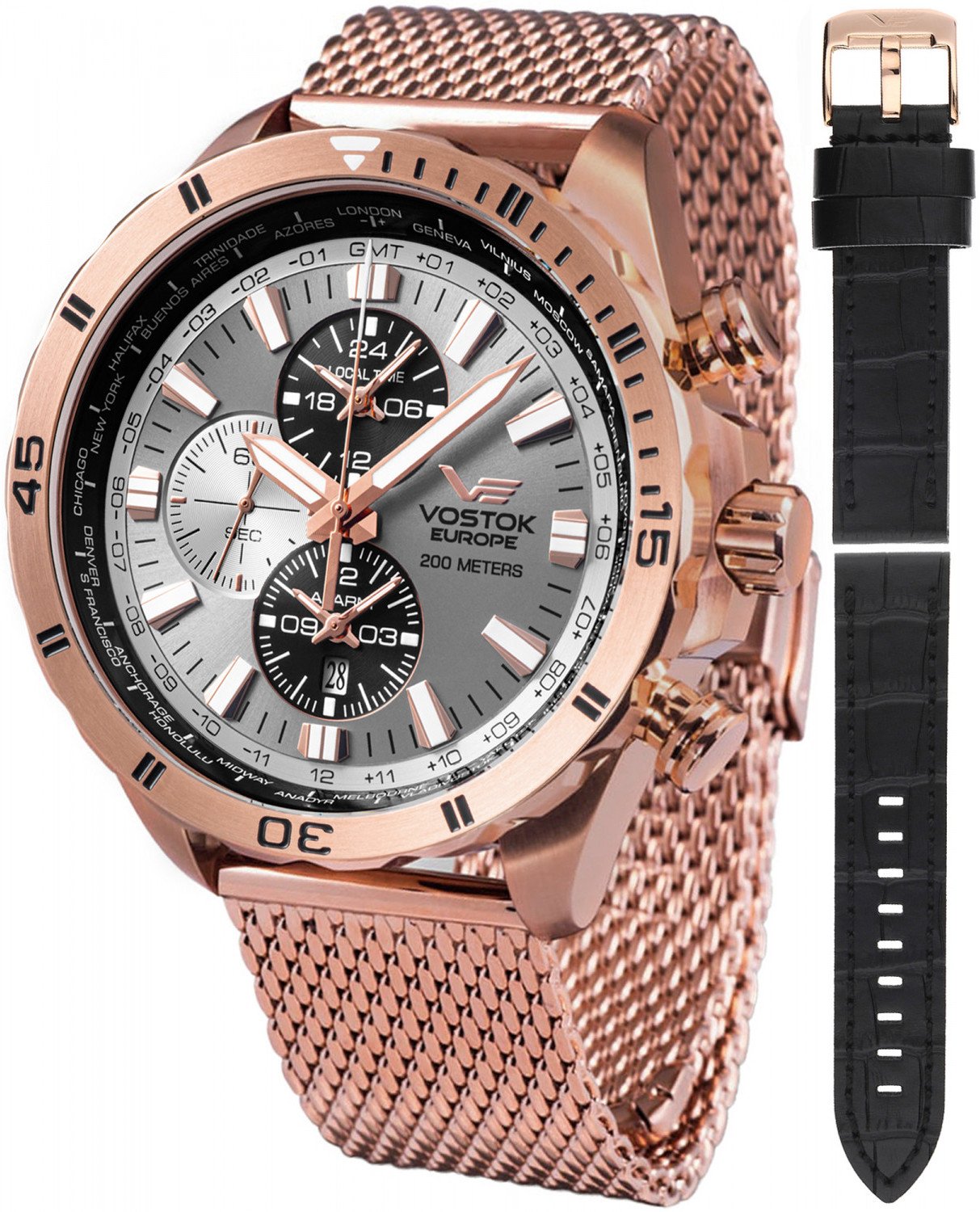 Zegarek męski Vostok Europe YM26-320B653B różowe złoto