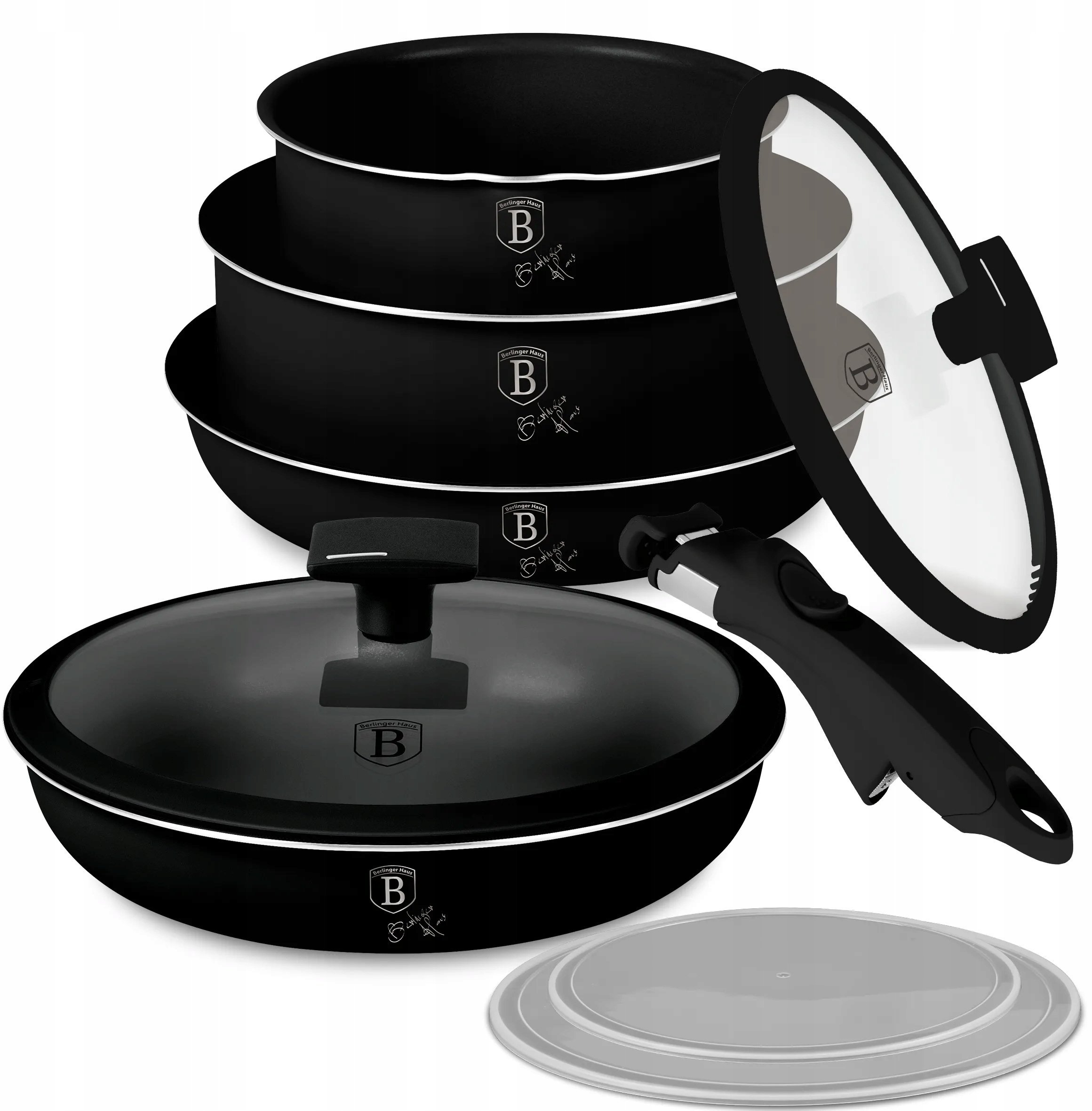 Berlinger Haus zestaw garnków i patelni Matte Black BH-8257 czarny 9 dalių