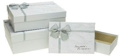 Pudełko prostokątne z kokardą 3szt ROZETTE
