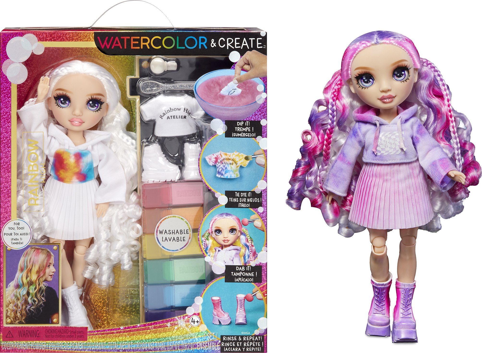 MGA Rainbow High Watercolor & Create Lalka z fioletowymi oczami (507581)