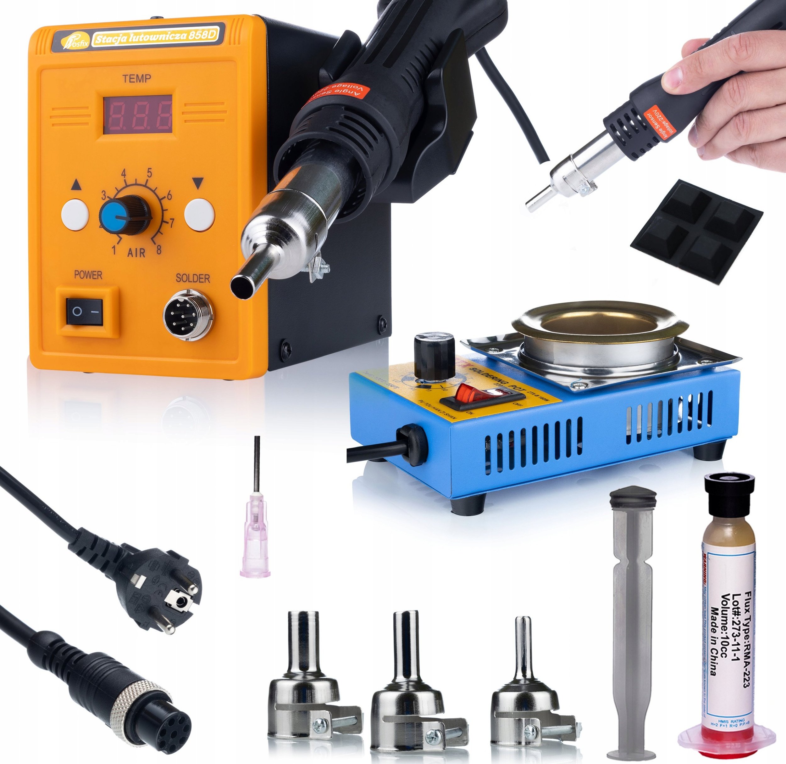 Rosfix NIEZAWODNA STACJA LUTOWNICZA ROSFIX HOT-AIR 858D + TYGIEL + TOPNIK RMA-223
