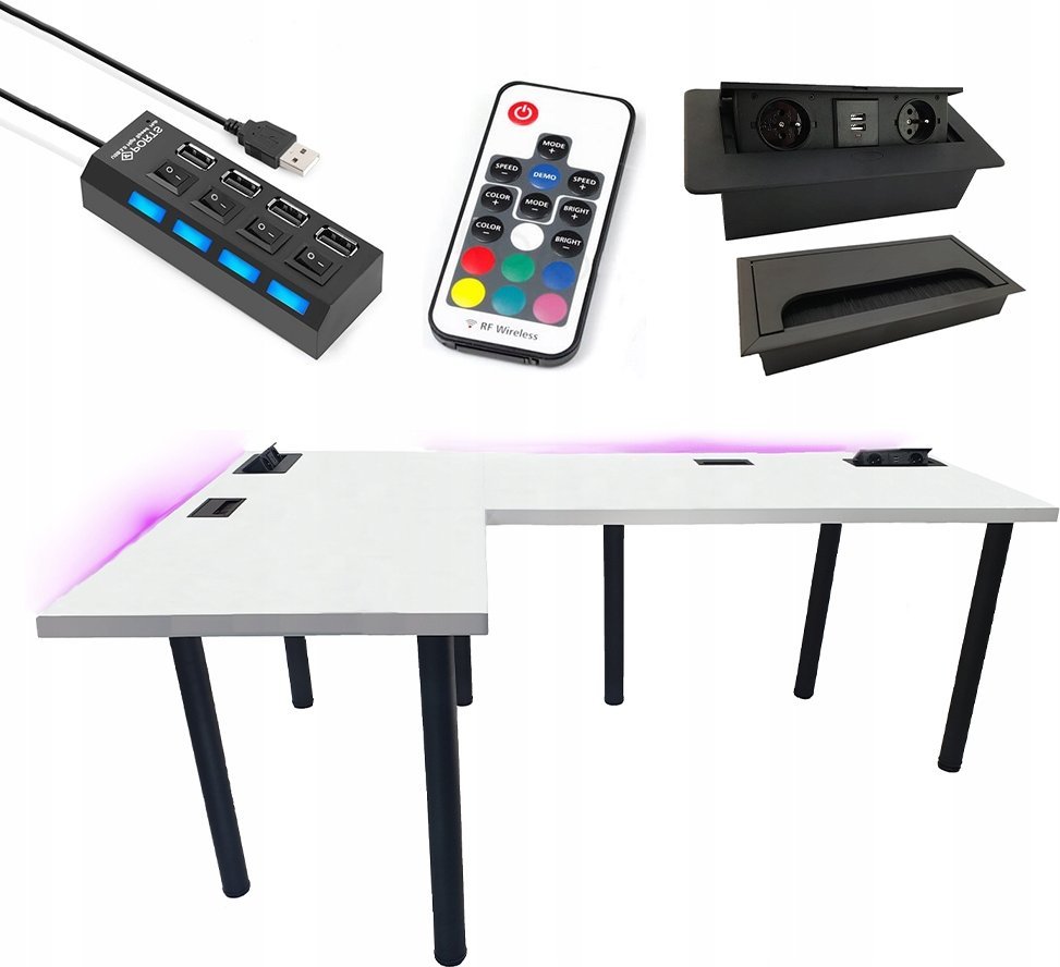 BIURKO GAMINGOWE NARONE 180x120 GNIAZDO PRODUCENT